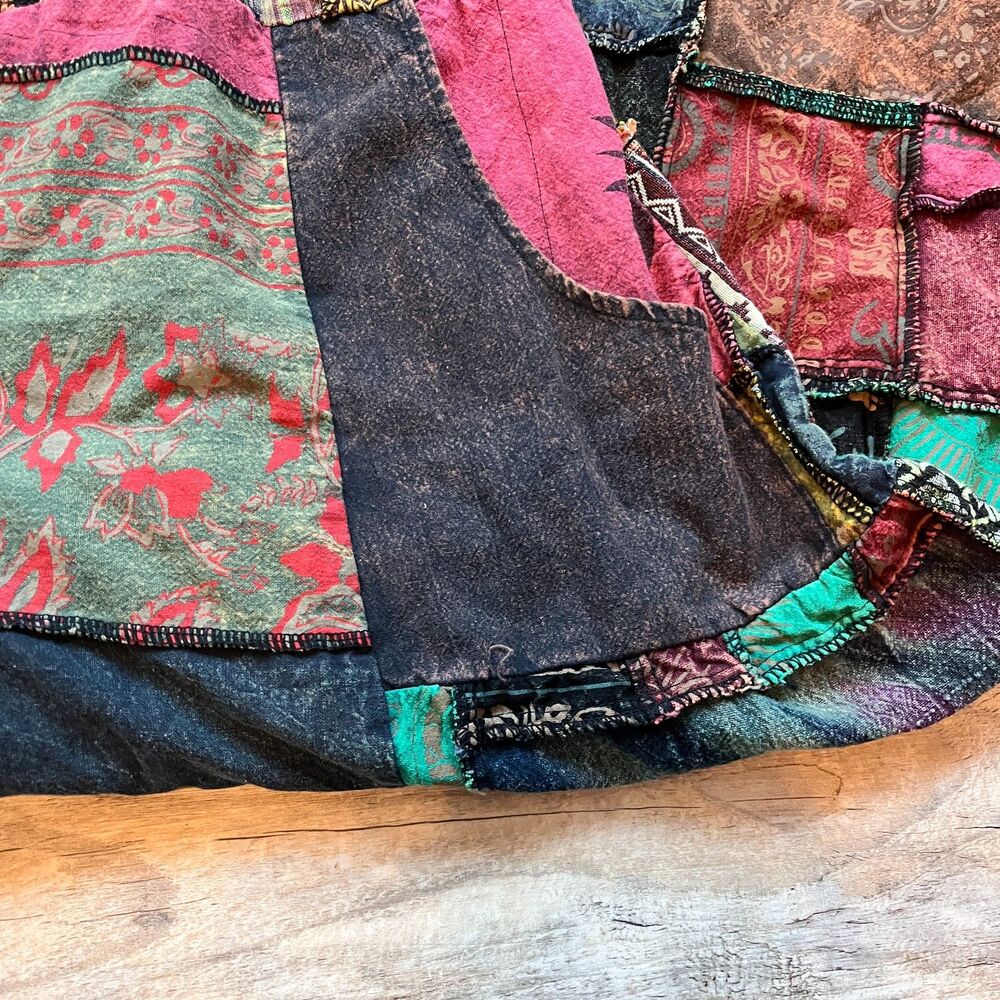 Kathmandu Imports Patchwork Overalls Womens Medium Boho Dungarees Bright - Picture 11 of 11